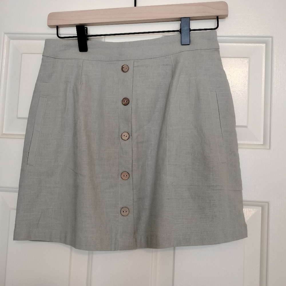 Altar'd State Cotton/Linen Tan Mini Shirt Size Small